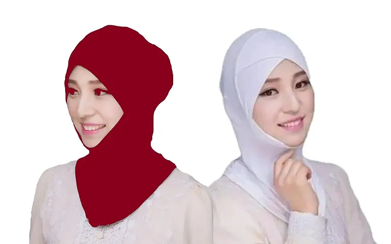 Nazneen Stretchable Under Hijab Ninja cap Combo pack of 2 (Maroon & White)