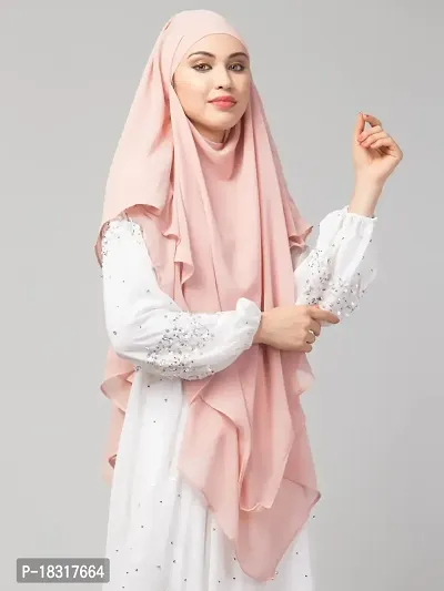 NAZNEEN Pink Triangle tow layers tie at back Ready to wear Hijab cum Naqab-thumb4