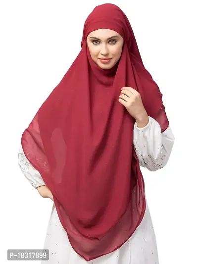 Nazneen Maroon Triangle tow layers tie at back Ready to wear Hijab cum Naqab-thumb0