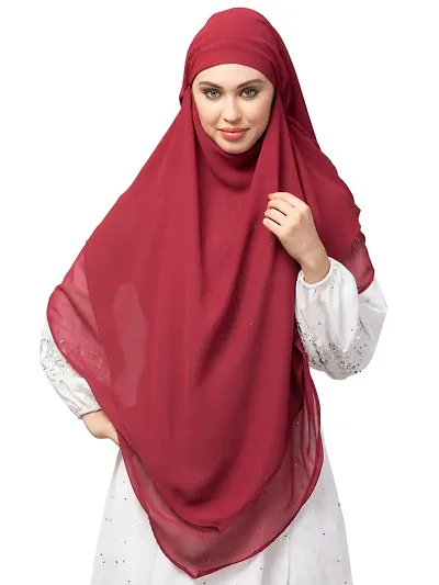 Nazneen Maroon Triangle tow layers tie at back Ready to wear Hijab cum Naqab
