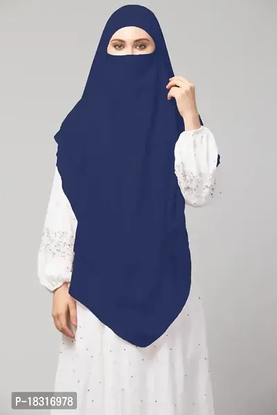 Nazneen Navy Triangle tow layers tie at back Ready to wear Hijab cum Naqab-thumb2