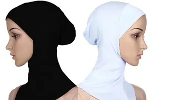 NAZNEEN Stretchable Under Hijab Ninja cap Combo pack of 2 (Black  White)-thumb1
