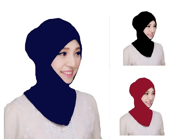 Nazneen Stretchable Under Hijab Ninja cap Combo pack of 3 (Maroon, Black & Navy)