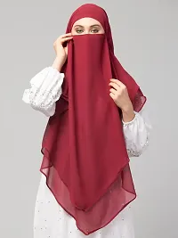 Nazneen Maroon Triangle tow layers tie at back Ready to wear Hijab cum Naqab-thumb2