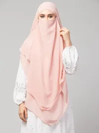 NAZNEEN Pink Triangle tow layers tie at back Ready to wear Hijab cum Naqab-thumb2