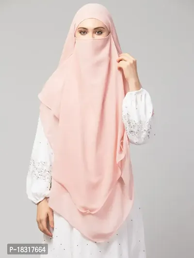 NAZNEEN Pink Triangle tow layers tie at back Ready to wear Hijab cum Naqab-thumb3