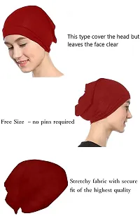 Nazneen Women's Tube Hijab Bonnet Cap Under Scarf Pullover Combo 2 Piece (Maroon  Navy Blue)-thumb3