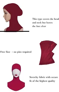 Nazneen Stretchable Under Hijab Ninja cap Combo pack of 2 (Maroon  White)-thumb3