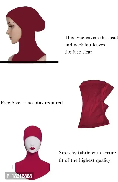 Nazneen Stretchable Under Hijab Ninja cap Combo pack of 2 (Maroon  White)-thumb4