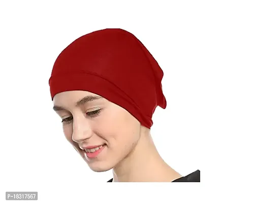 NAZNEEN Women's Tube Hijab Bonnet Cap Under Scarf Pullover (MAROON)-thumb0