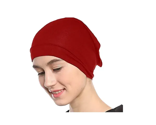 NAZNEEN Women's Tube Hijab Bonnet Cap Under Scarf Pullover (MAROON)