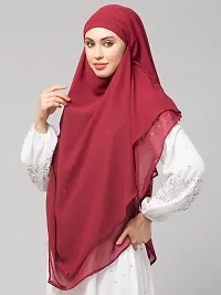 Nazneen Maroon Triangle tow layers tie at back Ready to wear Hijab cum Naqab-thumb1