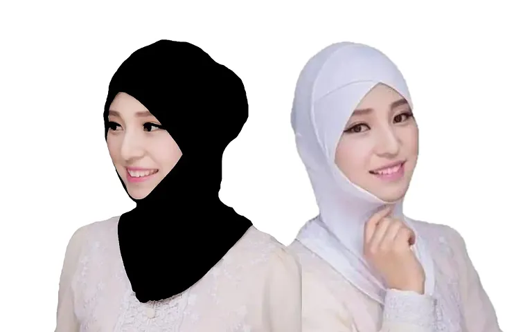 NAZNEEN Stretchable Under Hijab Ninja cap Combo pack of 2 (Black & White)