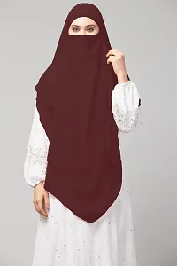 Nazneen Brown Triangle tow layers tie at back Ready to wear Hijab cum Naqab-thumb1