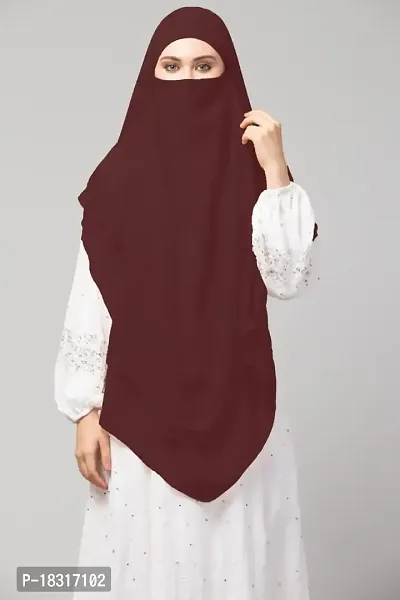 Nazneen Brown Triangle tow layers tie at back Ready to wear Hijab cum Naqab-thumb2