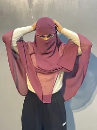 Nazneen tie at back instant ready to wear Hijab with nose piece(Wine Purple)-thumb3