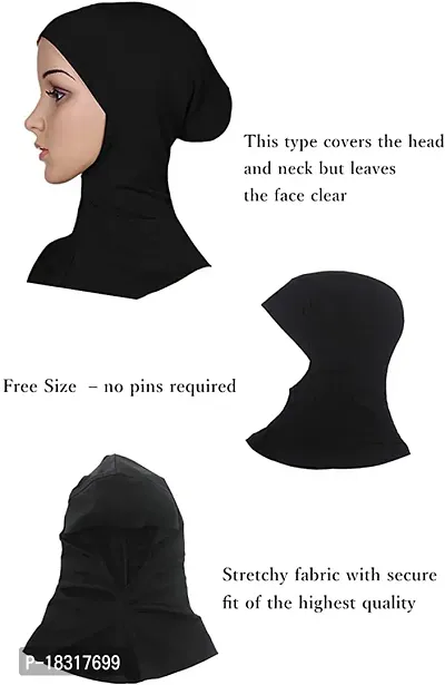 Nazneen Stretchable Under Hijab Ninja cap (Black)-thumb3