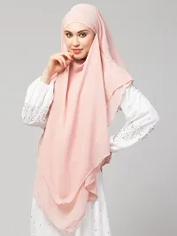 NAZNEEN Pink Triangle tow layers tie at back Ready to wear Hijab cum Naqab-thumb1