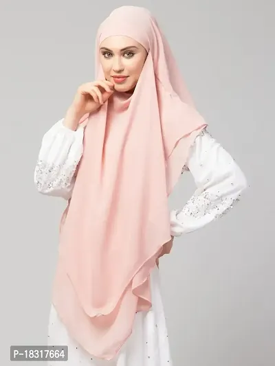 NAZNEEN Pink Triangle tow layers tie at back Ready to wear Hijab cum Naqab-thumb2