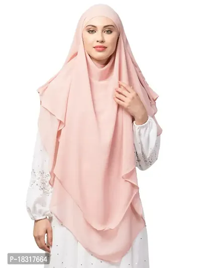 NAZNEEN Pink Triangle tow layers tie at back Ready to wear Hijab cum Naqab-thumb0
