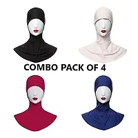 Nazneen Stretchable Under Hijab Ninja cap Combo pack of 4 (Maroon, White, Black  Navy)-thumb2