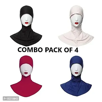 Nazneen Stretchable Under Hijab Ninja cap Combo pack of 4 (Maroon, White, Black  Navy)-thumb3