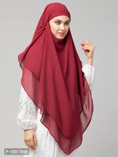Nazneen Maroon Triangle tow layers tie at back Ready to wear Hijab cum Naqab-thumb4