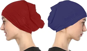 Nazneen Women's Tube Hijab Bonnet Cap Under Scarf Pullover Combo 2 Piece (Maroon  Navy Blue)-thumb1