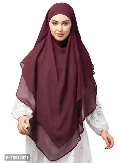 Nazneen Wine Triangle tow layers tie at back Ready to wear Hijab cum Naqab-thumb0