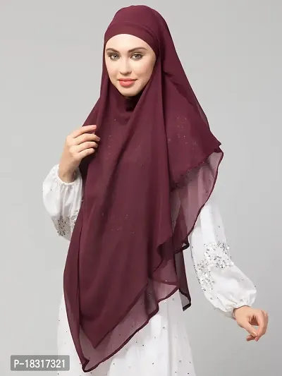 Nazneen Wine Triangle tow layers tie at back Ready to wear Hijab cum Naqab-thumb2