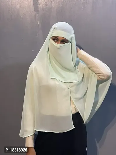 Nazneen tie at back instant ready to wear Hijab with nose piece-thumb0