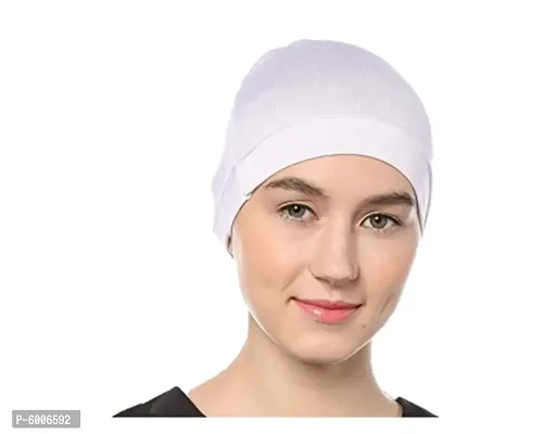 Women's Tube Hijab Bonnet Cap Under Scarf Pullover (White)