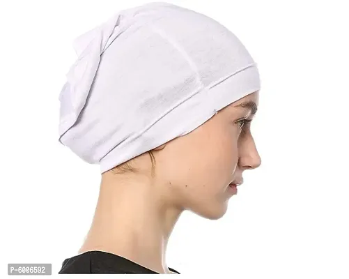 Women's Tube Hijab Bonnet Cap Under Scarf Pullover (White)-thumb2