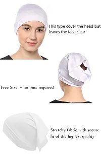Women's Tube Hijab Bonnet Cap Under Scarf Pullover (White)-thumb4