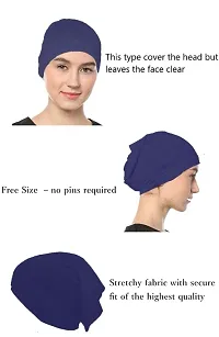 Women's Tube Hijab Bonnet Cap Under Scarf Pullover (Navy Blue)-thumb3