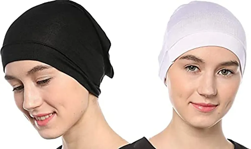 Trendy Women's Viscose Solid Tube Hijab Bonnet Cap Under Scarf Pullover (Pack Of 2)