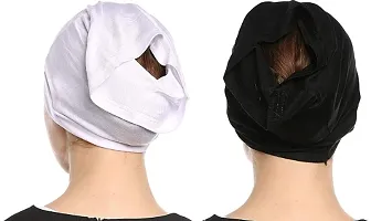 Women's Tube Hijab Bonnet Cap Under Scarf Pullover Under scarf Combo 2 Piece (Black and White)-thumb2