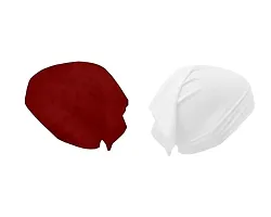 Women's Tube Hijab Bonnet Cap Under Scarf Pullover Combo 2 Piece (White and Maroon)-thumb2