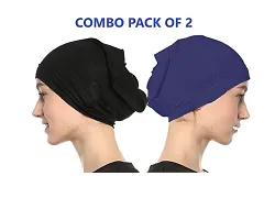 Women's Tube Hijab Bonnet Cap Under Scarf Pullover Combo 2 Piece (Black and Navy Blue)-thumb1