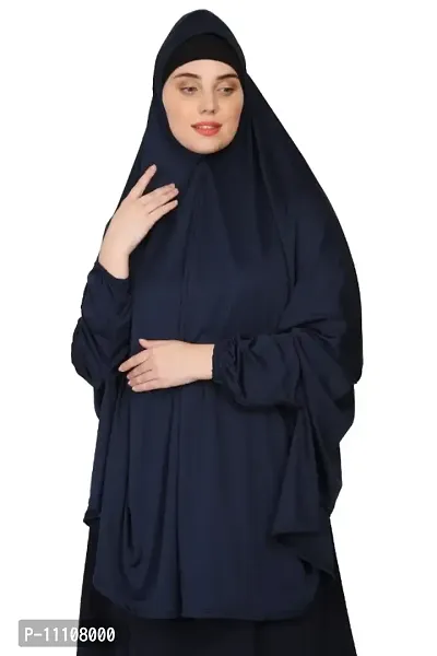 Nazneen stretchable Jeresy elastic at wrist with sleeve  Jilbab cum prayer khimar  Hijab-thumb0