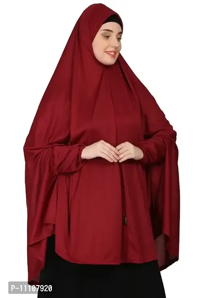 Nazneen stretchable Jeresy elastic at wrist with sleeve  Jilbab cum prayer khimar  Hijab-thumb3