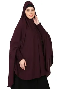 Nazneen Smoking sleeve instant ready to wear  Jilbab cum Khimer Hijab (WINE MATT KHIMAR)-thumb3