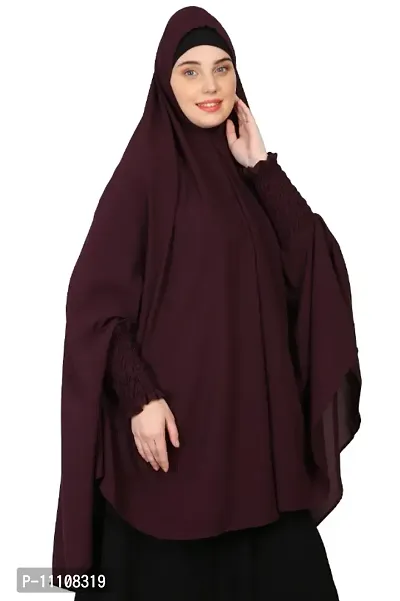 Nazneen Smoking sleeve instant ready to wear  Jilbab cum Khimer Hijab (WINE MATT KHIMAR)-thumb4