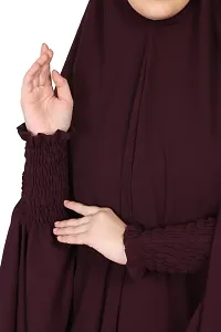Nazneen Smoking sleeve instant ready to wear  Jilbab cum Khimer Hijab (WINE MATT KHIMAR)-thumb4