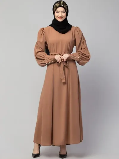 Classic Polyester Solid Islamic Abaya For Women