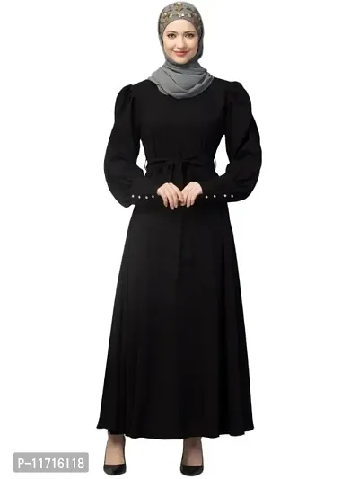 Classic Polyester Solid Islamic Abaya for Women