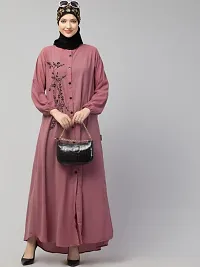 Nazneen Front open Contrast Embroidery Casual Abaya-thumb1