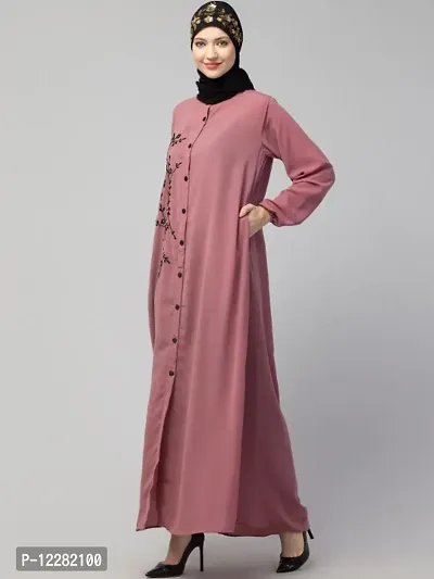 Nazneen Front open Contrast Embroidery Casual Abaya-thumb4