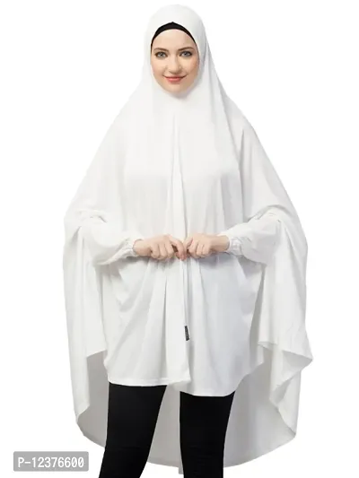 Nazneen stretchable Jersey elastic at wrist with sleeve  Jilbab cum prayer khimar  Hijab-thumb0