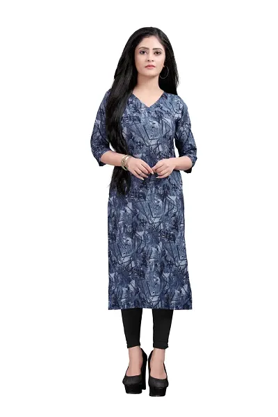 Stylish Crepe Printed Straight Kurti